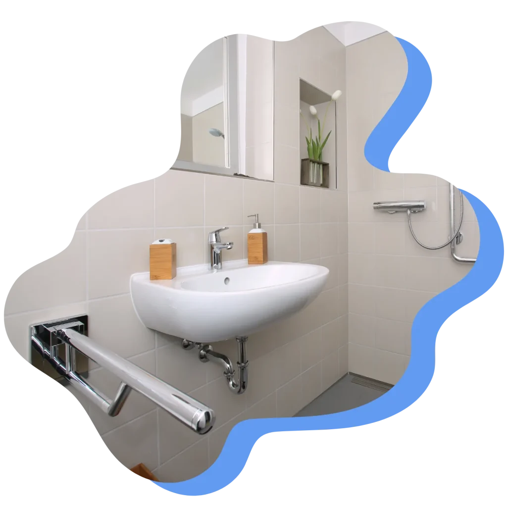 Accessible bathroom sink and shower