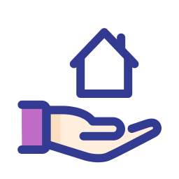 Cartoon hand holding house