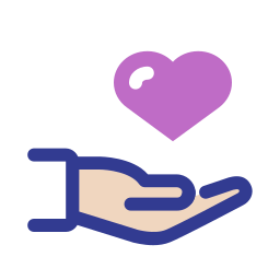 Cartoon hand holding love heart